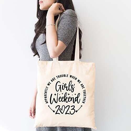 Girls Weekend 2023 Saco de compras reutilizáveis ​​para meninas de tenda de lona para mulheres para mulheres Presente