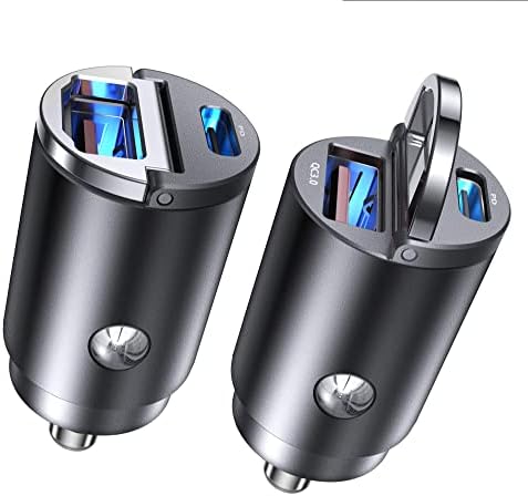 Carregador de carros USB C, 2-PACK PD 30W e QC 30W Adaptador de carregador de carregamento rápido [Ultra-mini, Flush Fit, All