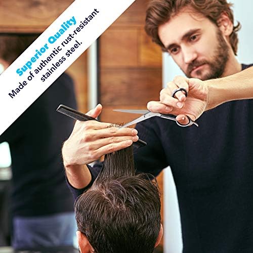 Equinox Profissional Hair Scissors - Cabinete de cabelo Profissional - 6,5 ”Comprimento geral - Barbeiro tesoura para homens