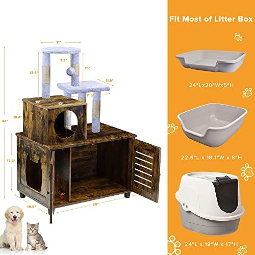 Gabinete da caixa de areia Easycom, móveis de torre de gatos escondidos para casa interna, armário de aranha de gato de madeira