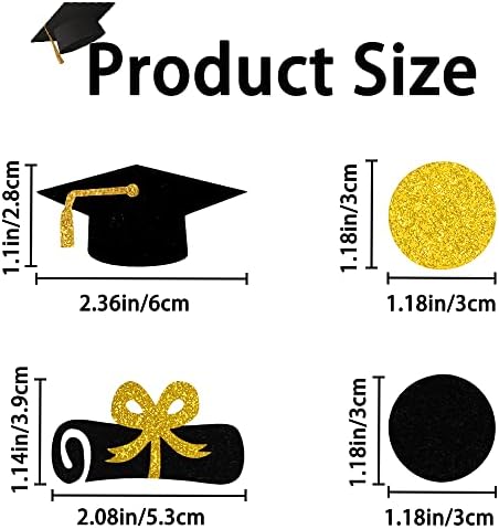 Yujun 160pcs Confetti de graduação, 2023 Gold -Glitter Glitter Party Supplies Grad 2023 Graduation Cap Table Confetti
