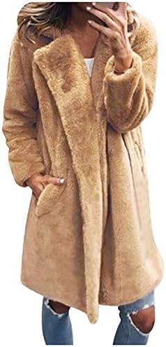 Jaquetas de inverno para mulheres negócios fora da roupa de roupa de lapela longa e quente e peluda casaco de inverno jaqueta sólida com