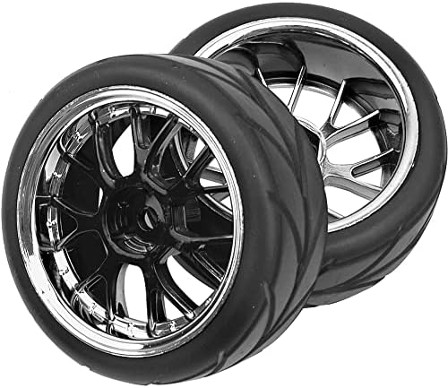 4pcs hircqoo od 2,55 1/10 em pneus de borracha de estrada e aros de roda plásticos de 12 mm de cubo hexal