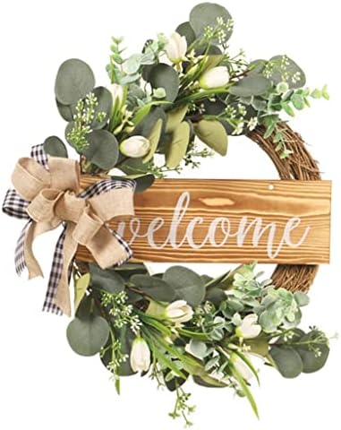 Zhyh Spring Summer Summer Home Decor artificial Grinalh Grinalh com Welden Welcome Sign Wall Green Folhas Girassol para casa