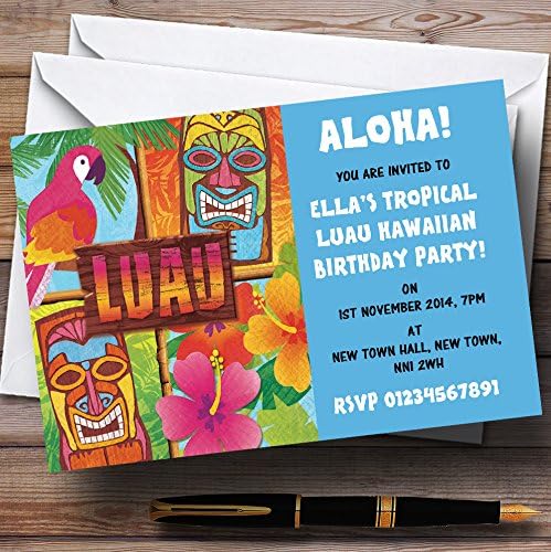 Aqua Hawaiian Tropical Luau Personalizado convites