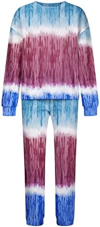 TIY Dye Sweatshol para mulheres impressas de mármore 2 peças roupas definidas com mangas compridas e calças de pistas