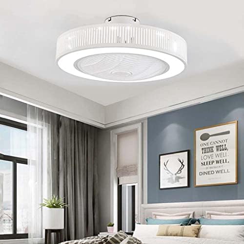 ZXW LED Tri-Color Dimmable Fan Light com controle remoto, lâmpada de teto redondo com ventilador invisível, adequado para a cozinha de jantar da sala de estar, etc.