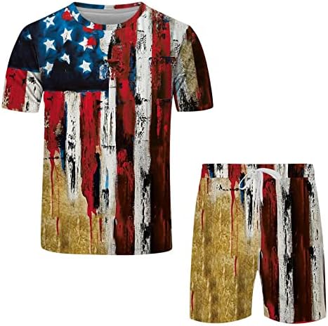 Camisetas T de Summer Oversize para homens da Independência do Dia da Independência Primavera Summer Sports Sports Boy Sport Set