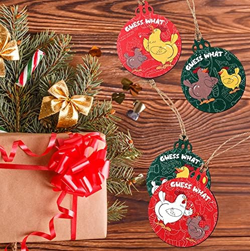 4 Peças Agrades de Natal Arentamentos de Natal Adivinhe que bumbum de frango Enfeitos engraçados de madeira de natal árvores