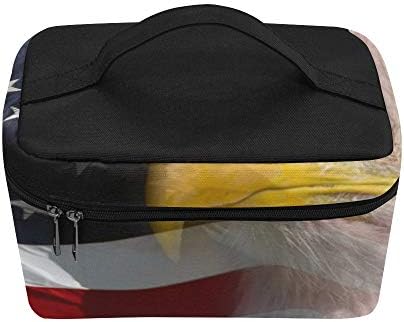 Águia careca norte -americana ligeiramente transparente na lancheira de padrões de lanchonetes Bolsa de almoço isolada para mulheres/homens/piquenique/passeio