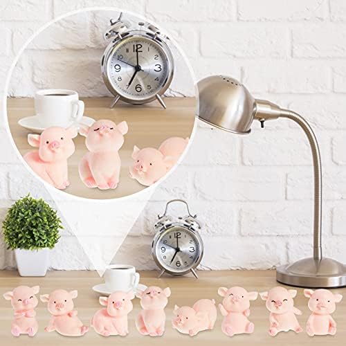 16 peças fofas figuras de brinquedo de porquinho rosa Miniature Pig Coppers Resina Figuras de porco miniaturas para decoração de bolo, artesanato DIY, decoração de jardim de fada, peças centrais de mesa, decoração de casa