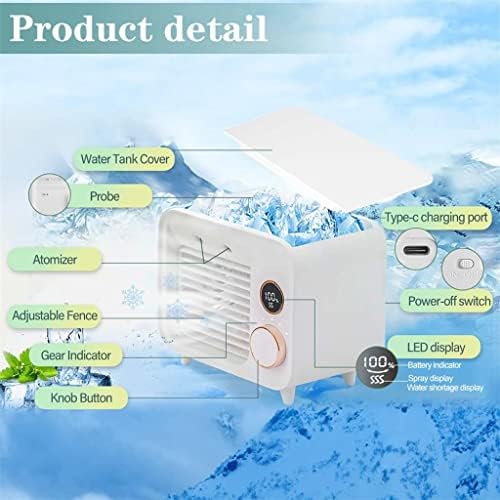 Scdcww portátil mini ar condicionado ar refrigerador de ar spray água de resfriamento de resfriamento umidificador LED LUZ LED 5 velocidades mesa pessoal
