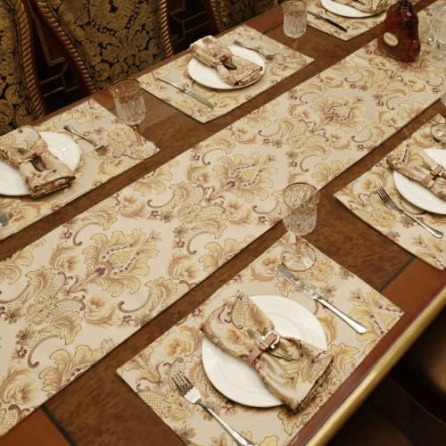 Tear e moinho jacquard tabela corredor de 90 polegadas de comprimento, tecido floral grosso, corredores de mesa com borlas artesanais para sala de jantar mesa de férias de cozinha cômoda decoração de festa de natal