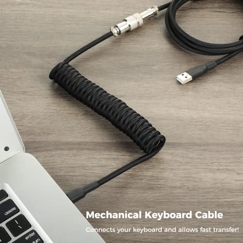 Cabo do teclado de PowSurge, cabo de 1,5m/59in Type-C para o cabo enrolado destacável USB com conector de aviação