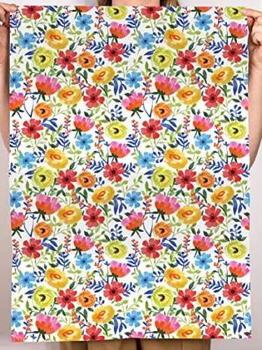 Papel de embrulho Pretty 23 Central - Papel de embrulho floral - 6 folhas de embrulho colorido de presente - para aniversários