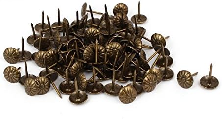 Aexit doméstico unhas de metal, parafusos e prendedores redondos redondos de renovação de cabeça de bronze unhas 7/16 tacks dia 100pcs