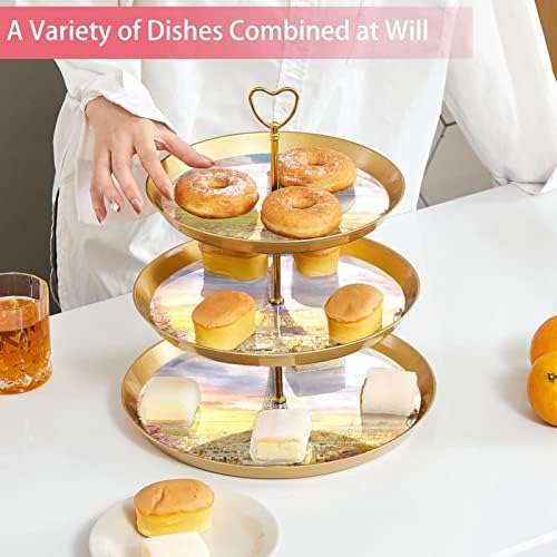 Suporte de bolo, conjunto de exibição de mesa de sobremesas, placa de exibição de sobremesa de frutas, abstração Eiffel Tower