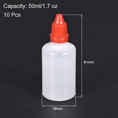 Garão de conta -gotas plástico uxcell, 50ml/1,7 oz garrafa de conta -gotas espremizado vazio com tampa, vermelho, pacote