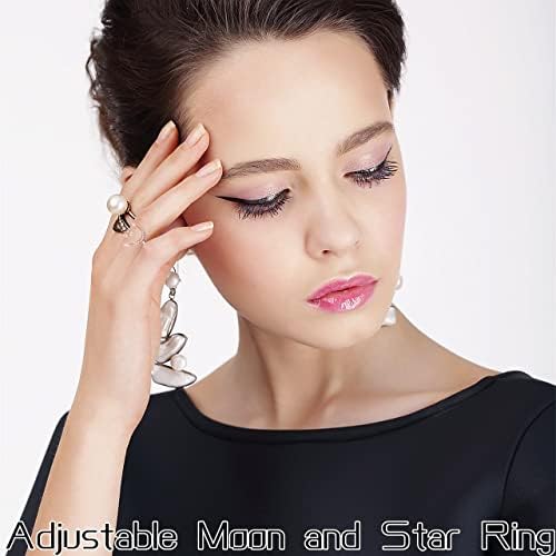 La Luen 3pcs Lua ajustável e anel de estrela para mulheres Anéis de noivado delicados Define jóias de moda de festa para mulheres