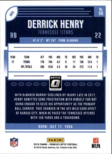 2018 Donruss Optic 96 Derrick Henry Tennessee Titans NFL Football Trading Card