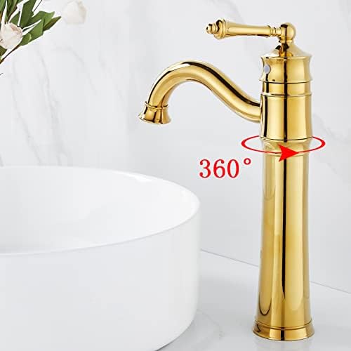 RHYNIL Pia vintage Torneira de banheiro ouro, 360 ° Girada da pia do banheiro Torneira de latão de latão/água quente