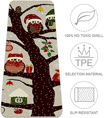 Mat de ioga extra grosso de 6 mm, Feliz Natal Owls Family Tree Imprimir impressão ecológica TPE TATS MATS PILATES com ioga,