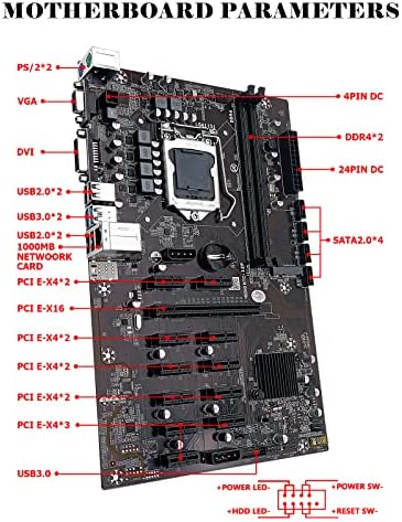Shangzhaoyuan B250 BTC-12p Mineração Moteira LGA 1151 Placa-mãe com 12 slots de PCIE, VGA+DVI, MSATA, 2*DDR4, USB 3.0