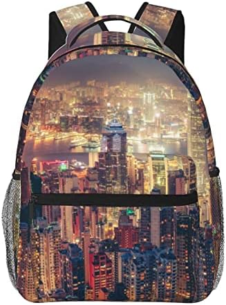 Wowbed Hong Kong Backpack Casual Mackpack, Moda Classic Laptop Bag, Trabalho de viagem Campo de camping