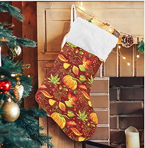 Meias de Natal de Alaza outono com abóbora e folhas clássicas personalizadas grandes decorações de meia para a decoração de festa de férias em família 1 pacote, 17,7 ''