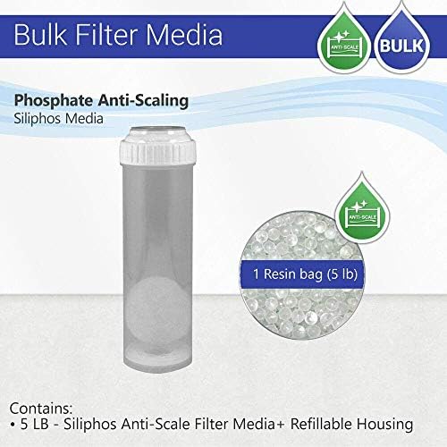 Max Water Siliphos Anti-escala Mídia de filtro de 5 libras 5 libras com alojamento transparente