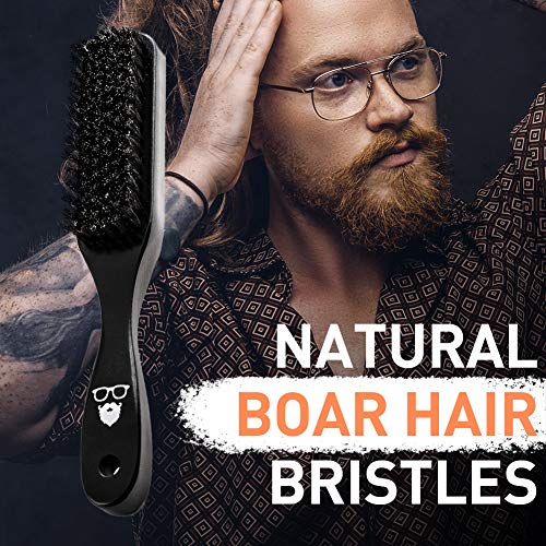 Bálsamo de barba Beardoholic, pincel e conjunto de ferramentas de modelagem- todos naturais, de cerdas de