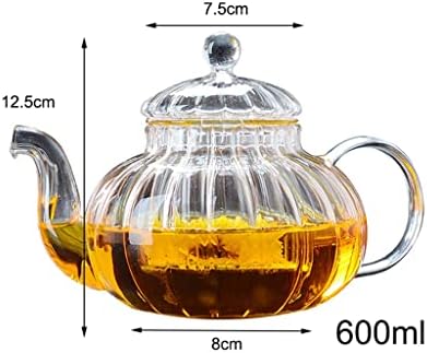 Bule de chá de 600 ml de forma listrada de vidro de vidro com bule com folha de chá infusor de chá de vidro de vidro
