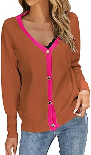 Cardigan frontal aberto feminino feminino casual de peito de pescoço de pescoço comprido Moda de suéter de manga comprida