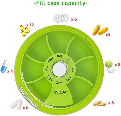 Caixa de comprimidos de 7 dias Organizador de remédios para viagens de viagem Portátil Recipiente de comprimido rotativo