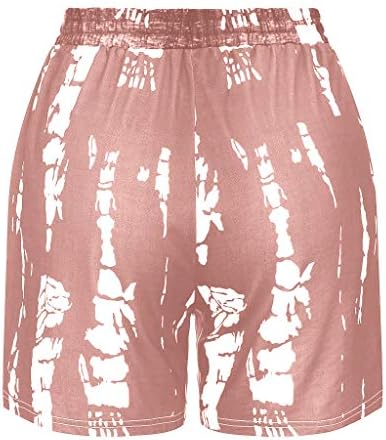 SSDXY Leopard/tie-dye pitned shorts shorts de verão verão curto de praia de cintura elástica confortável com bolsos rosa