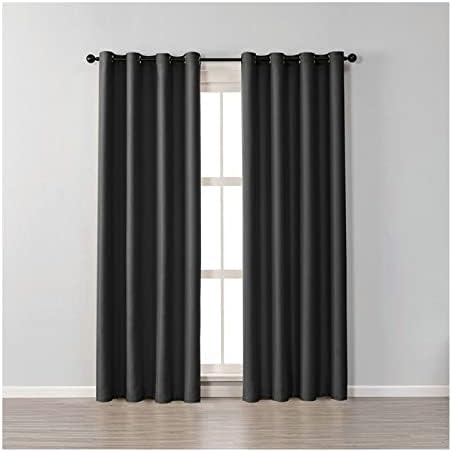 Cortinas modernas daesar 2 painéis Blackout, cortinas de quartos Curtes de cálice poliéster preto Cor cortinas de tratamento