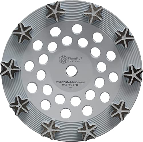 Diaamapro sysTEMS Estrela rosqueada 7 polegadas 10 segmentos Turbo Concreto Roda de xícara para moagem, nivelamento,