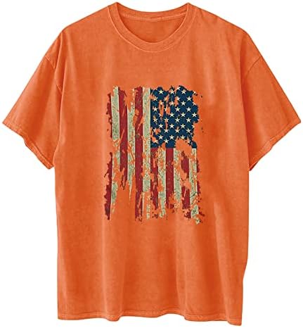 Camiseta do Dia da Independência das Mulheres Tops 2023 Summer American Flag Star T-shirts listrados