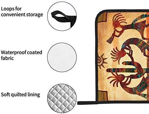 Portadores de maconha Southwest nativo americano kokopelli quadrado resistente a calor de cozinha Conjunto de 2 para cozinhar