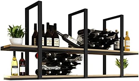 Rack de vinícola Racks de canecas Racks Rack Plataforma pendurada, rack de vinho de montagem no teto, prateleiras de madeira de armazenamento de armazenamento de garagem industrial de 2 camadas, suporte de prateleira de tubo liso preto, montagem simples (tamanho: 100*30*8