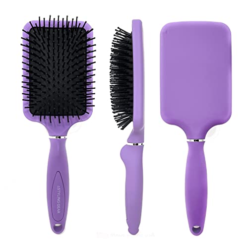 Engrenagem de estilo 104 escova de escova de cabelo pincel de pás 13 de linha para mulher escova de cabelo para cabelos grossos superfície de borracha com escova de cabelo de descanso de polegar Detangler 1 pc.