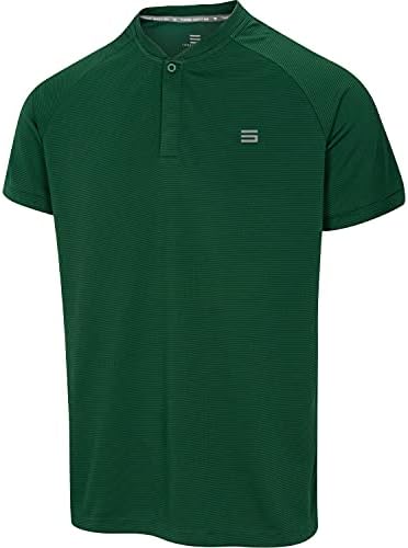 Três sessenta e seis camisas de golfe sem gola para homens - masculino de manga curta casual seco, leve e respirável