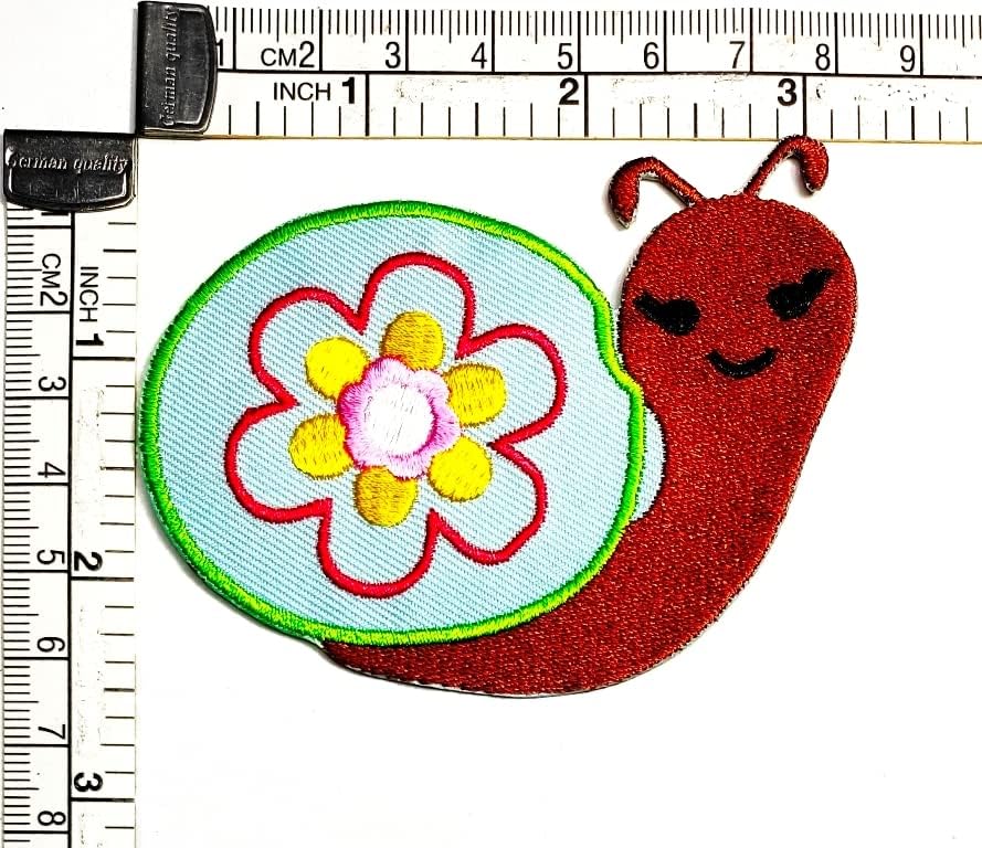 Kleenplus 3pcs. Little Snail Iron on Patches Cartoon Kids Snail Flower Fashion Style Bordado Motif Aplique Decoração