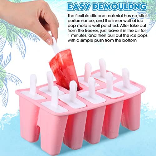 Conjunto de 2 Silicone Ice Lolly Mold Moldes de sorvete de 20 peças Faz molde de molde de gelo Reutilizável Lançamento fácil,