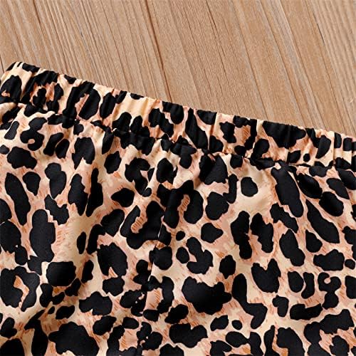 Patpat Girls Shorts Conjuntos NAIA Comfy Short Sleeve Letter Imprimir Camiseta e Impressão de Leopardo Roupas de 2 peças Conjunto