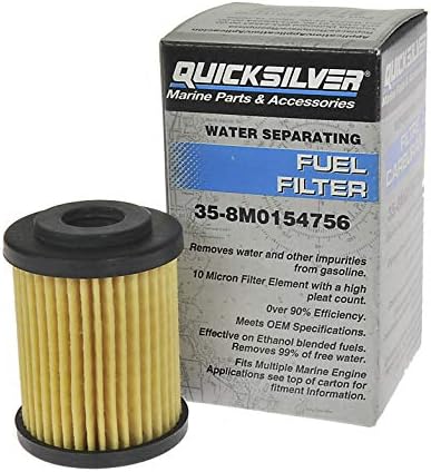 Quicksilver 8M0154756 Filtro de combustível que separa água em linha para Yamaha 125-425 HP Outboards e Suzuki 200-350 HP