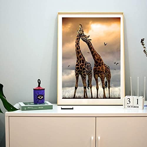 Kits de pintura de diamante 5D de fangkissu para adultos, broca completa do anoiteça de girafa diamante pintura de