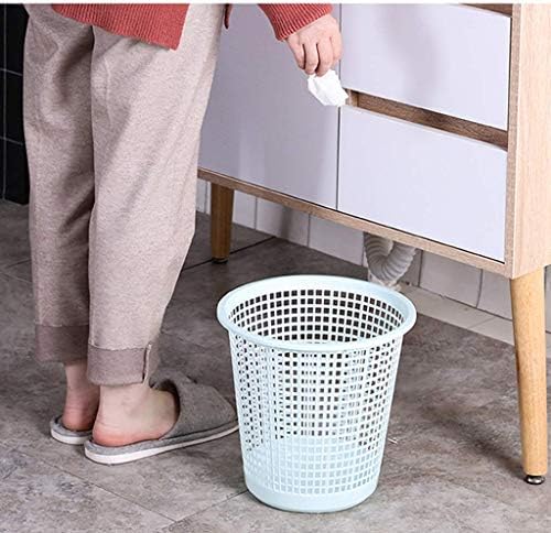 HTLLT LES Coleta Bucket Plástico Lixo oco pode lixo da sala de estar do quarto de estar para o banheiro 篓 Escritório sem cobertura de lixo de cesta de papel pequeno, azul