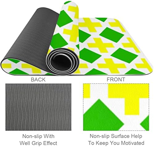 Yoga Mat, tapetes de ioga para treino doméstico, tapete de exercícios, tapetes de exercícios, pilates tapete, padrão xadrez verde amarelo