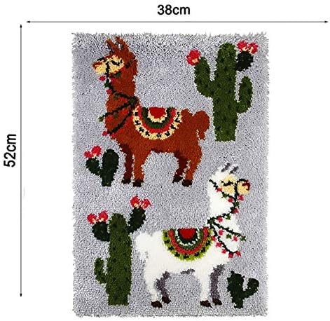 Tapete de kit de gancho de trava DIY, tapete de dois camelo branco e marrom, kit de tapete artesanal, presente adulto de crochê artesanal infantil, ZD485, （52 * 38cm/20,4 * 14,9in）